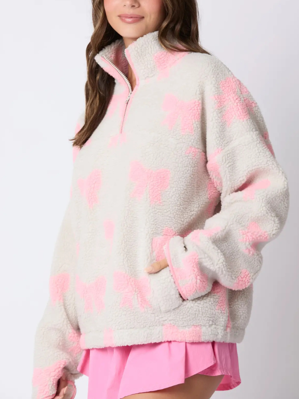 Bow Cozy Sherpa Pullover