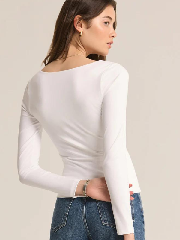 Z SUPPLY Avala Long Sleeve So Smooth Top White