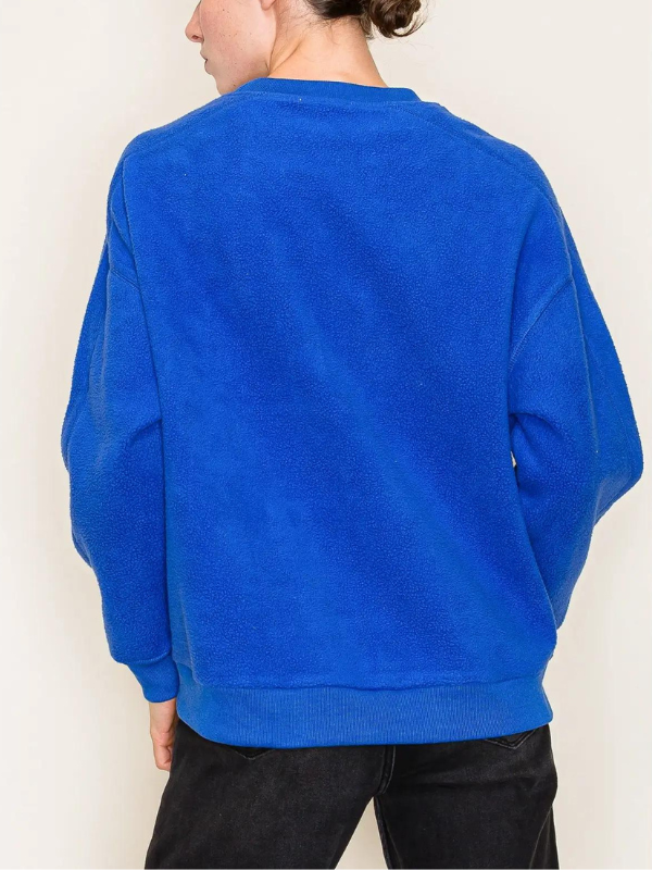 Reverse Terry Fleece Pullover, Cobalt