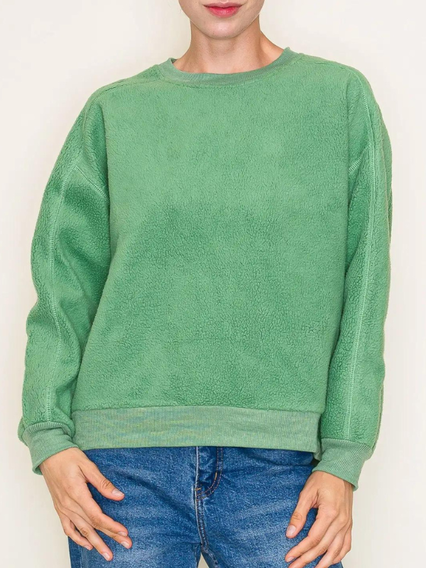 Reverse Terry Fleece Pullover, Green