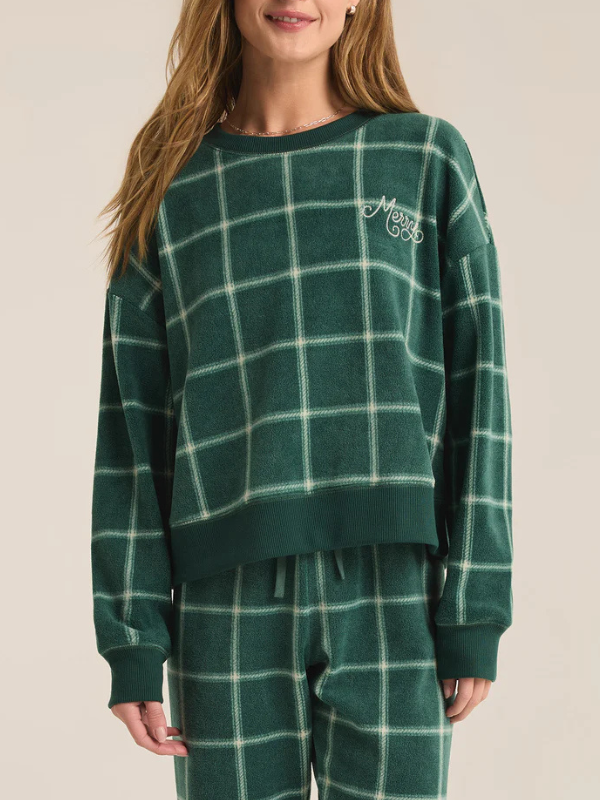 Z Supply Plaid Plush Merry Top