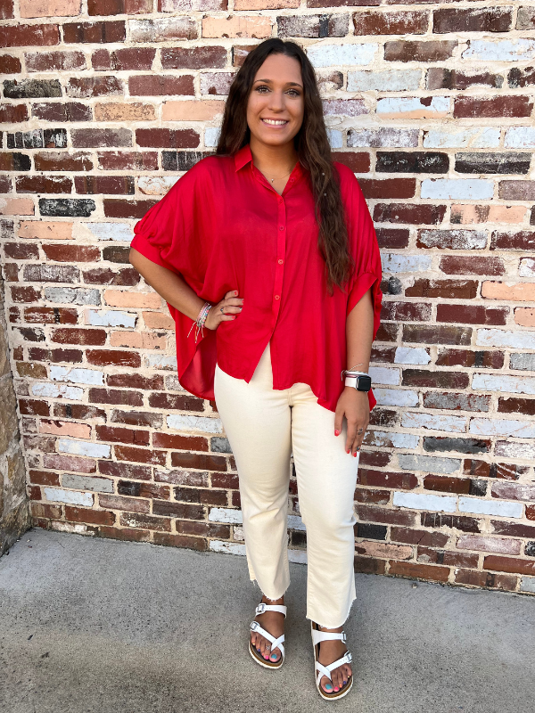 Oversized Satin Button Down